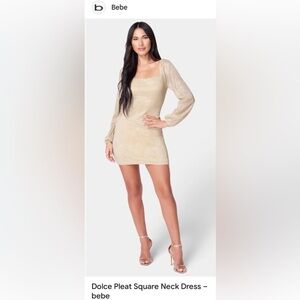 bebe Shimmering Gold Long Sleeve Dress - NWT - Small